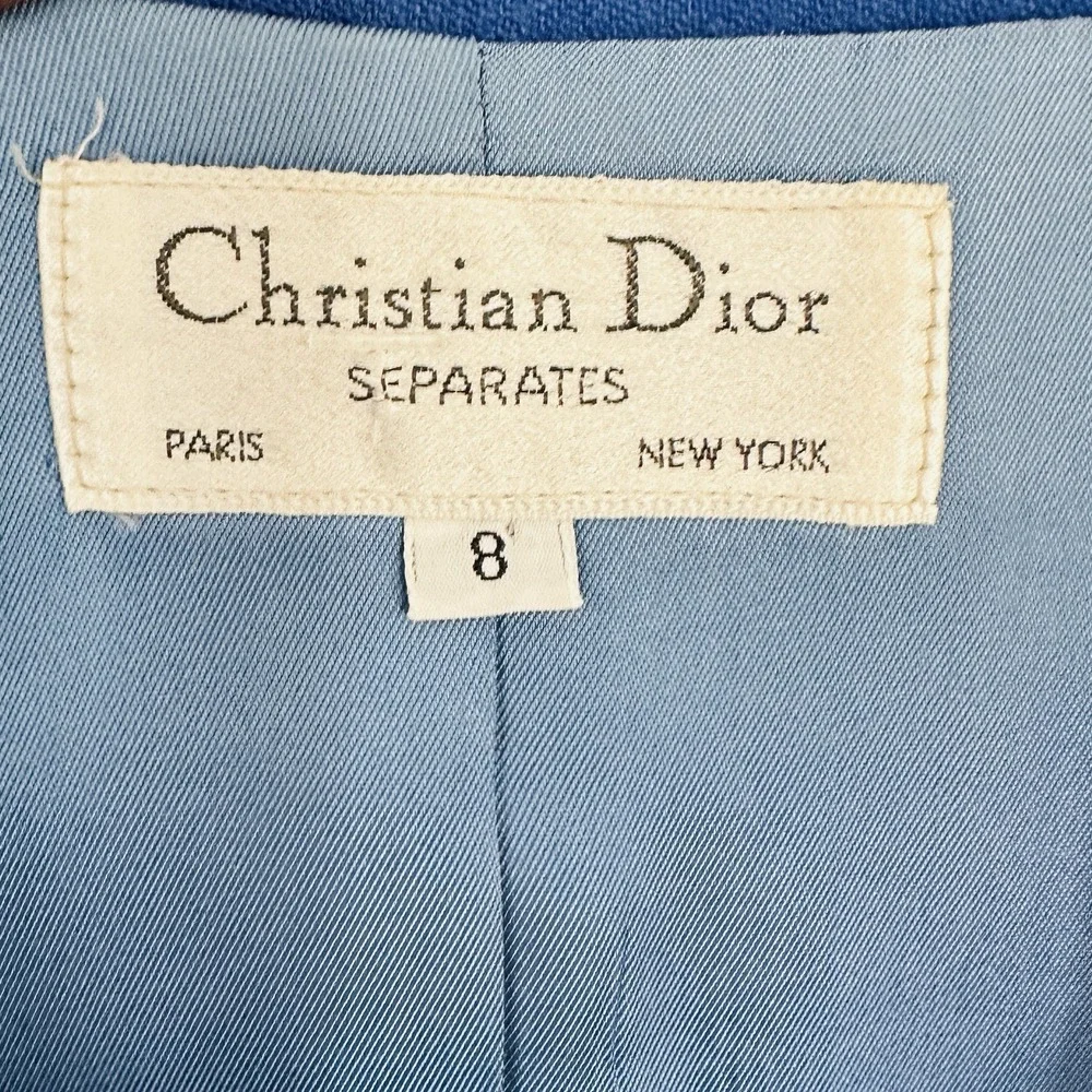 Vintage Christian Dior Wool Slouchy Blazer 8 Cobalt Blue Statement Bold Colorful